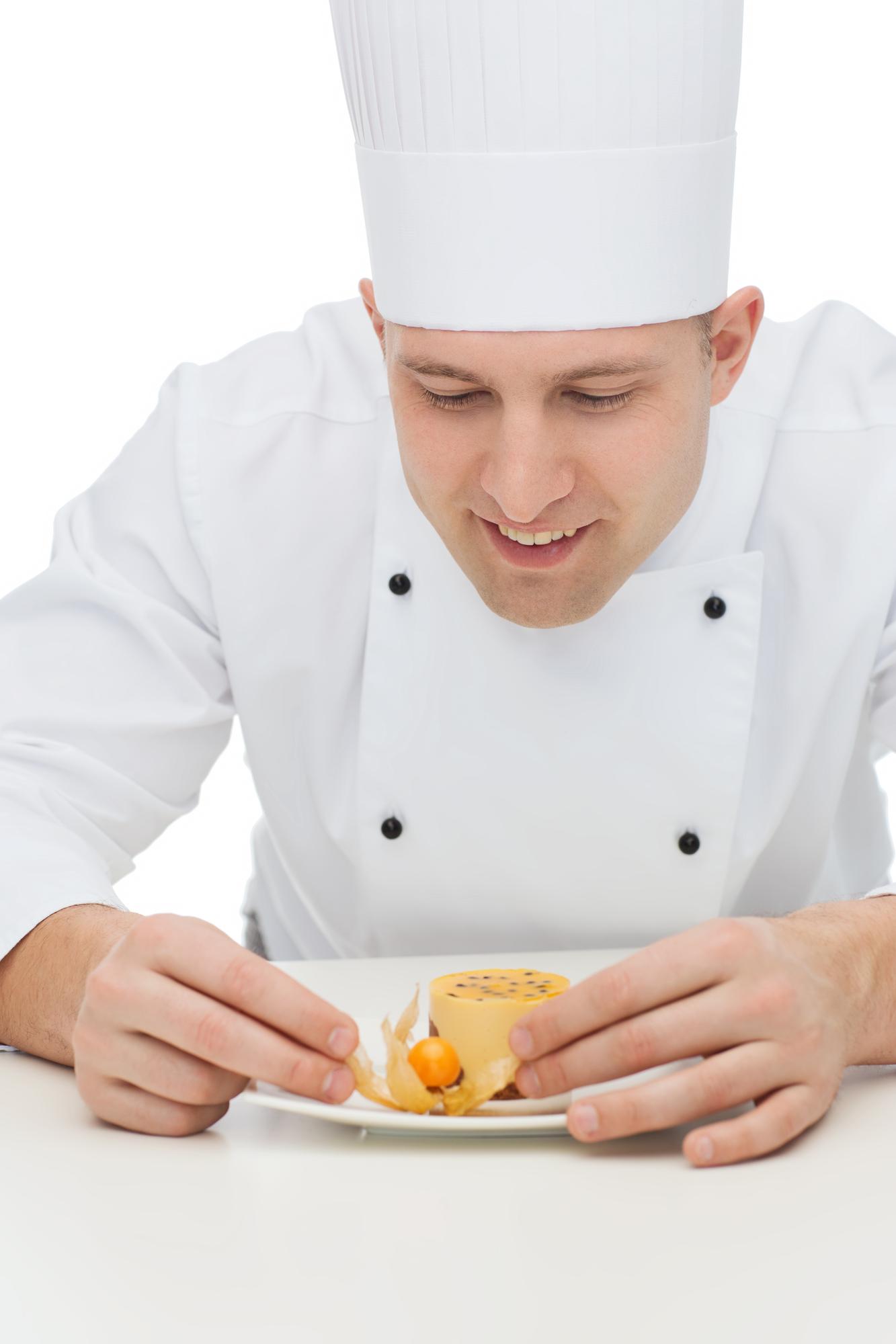 Chef demonstrating a plated dish