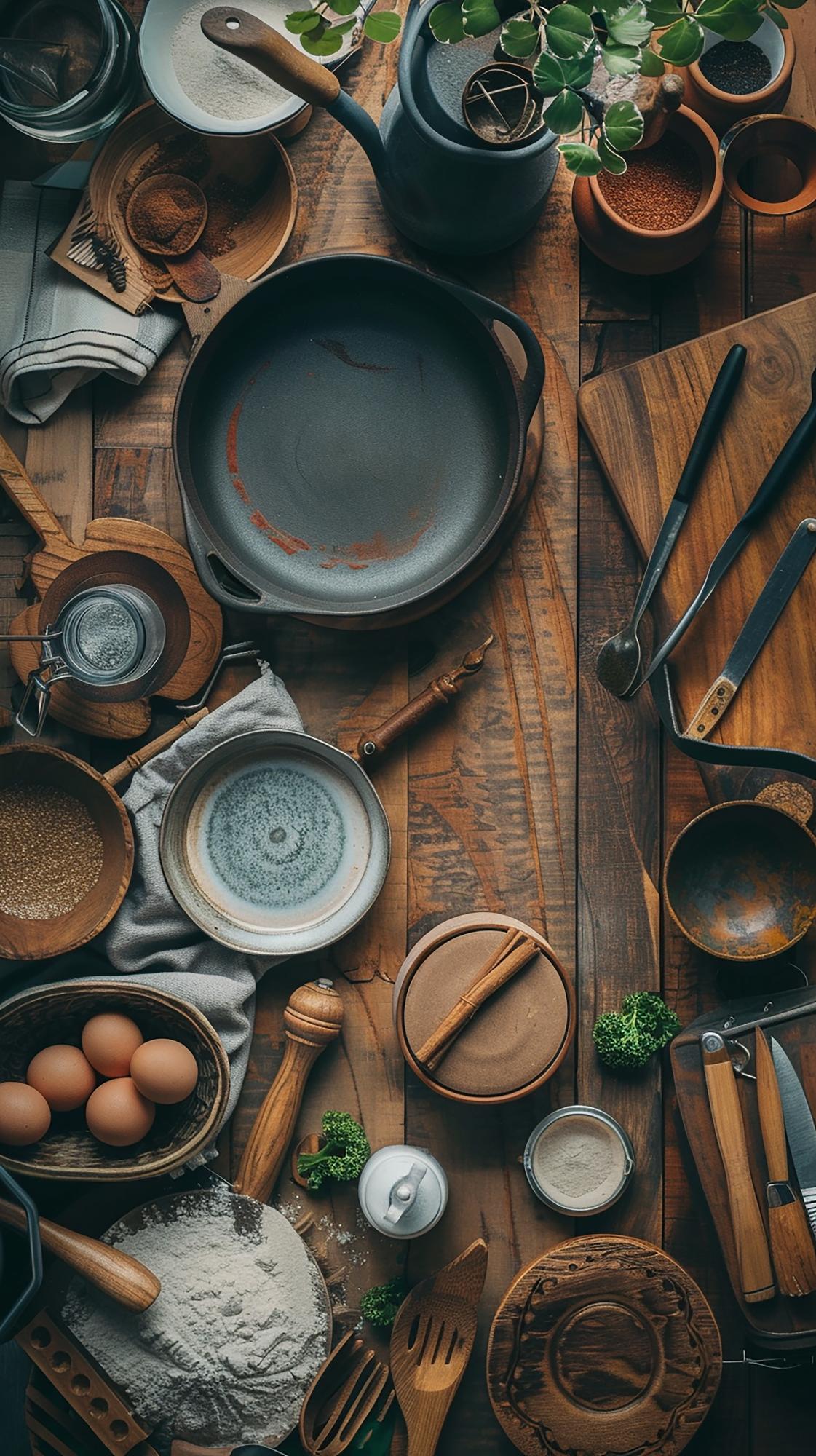 Workshop table with plated dishes